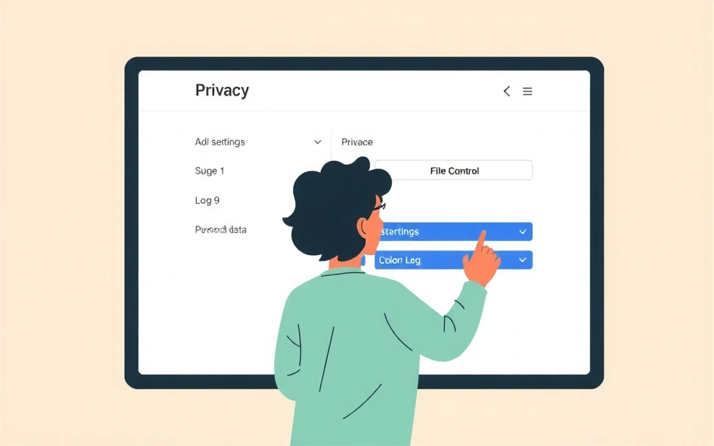 Ilustración de una persona interactuando con un formulario digital, simbolizando el control sobre sus datos personales